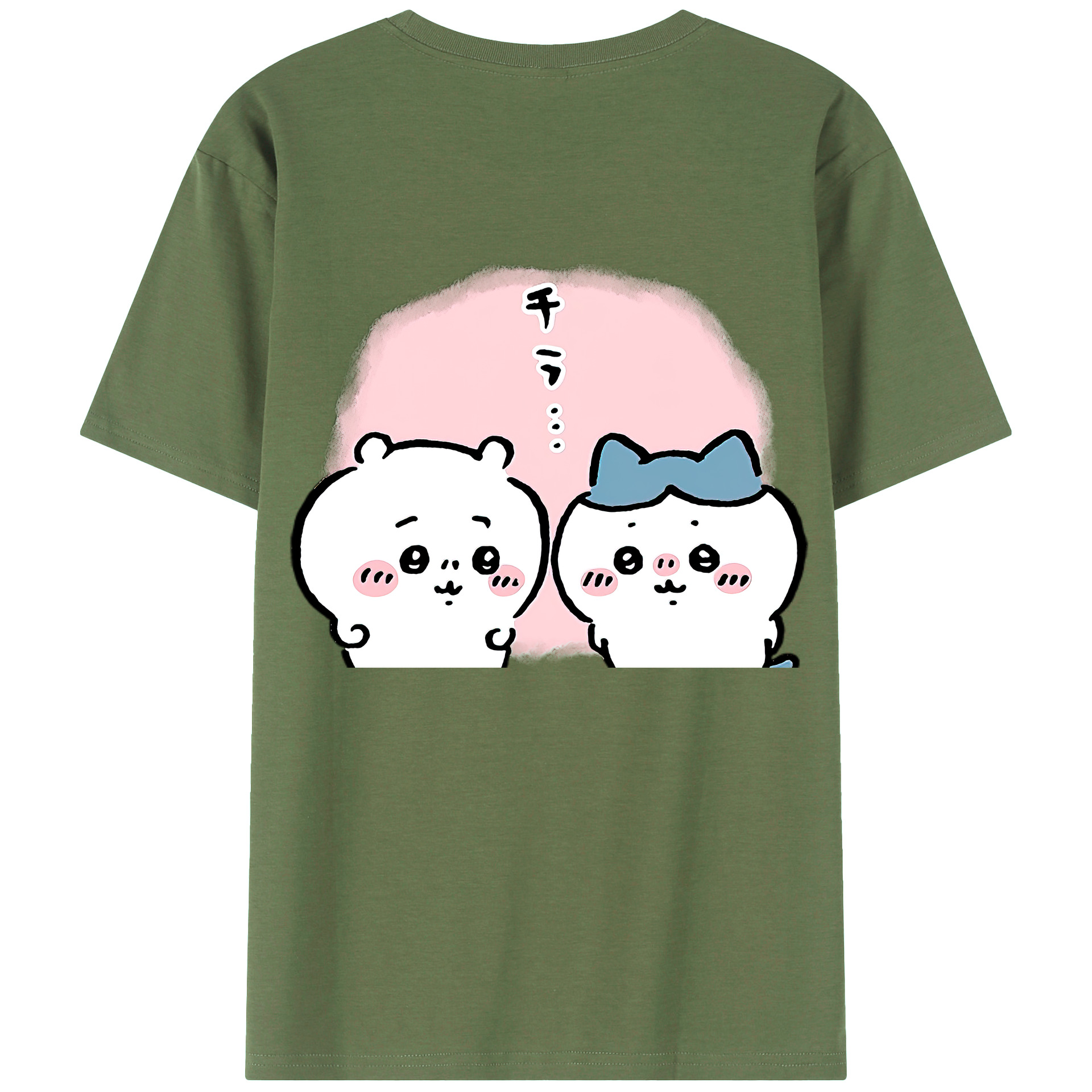（画像用） ちいかわ ハチワレ Chii-kawa hachiware 綿100％ メンズ半袖Tシャツ（バックプリント） 通気性